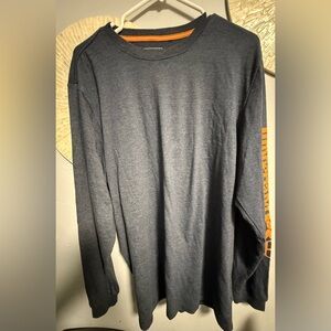 Timberland Men's Long-Sleeve Heather Gray Shirt with Orange Sleeve Logo
